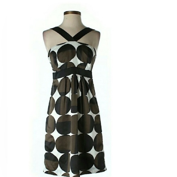 Banana Republic Halter Cocktail Dress Women’s 4 Black White Brown Geometric Prin - Picture 9 of 10